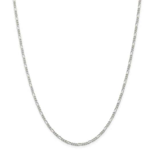 Million Charms 925 Sterling Silver Rhodium-plated 2.25mm Figaro Chain, Chain Length: 18 inches