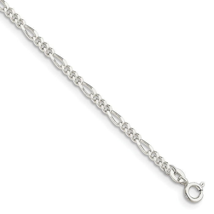 Million Charms 925 Sterling Silver 2.5mm Figaro Chain, Chain Length: 8 inches