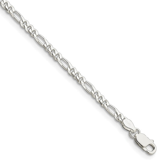 Million Charms 925 Sterling Silver 2.85mm Figaro Chain, Chain Length: 7 inches