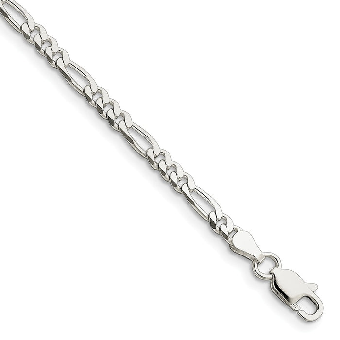 Million Charms 925 Sterling Silver 3.5mm Figaro Chain, Chain Length: 7 inches