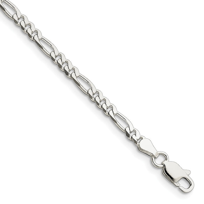 Million Charms 925 Sterling Silver 3.5mm Figaro Chain, Chain Length: 8 inches