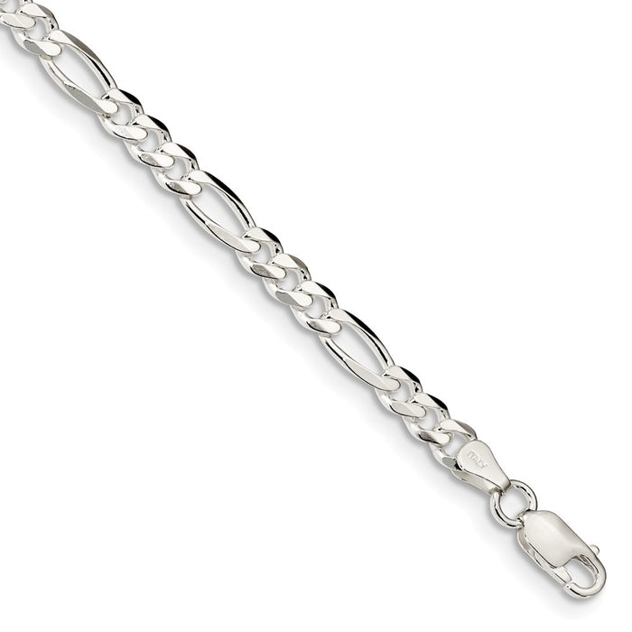Million Charms 925 Sterling Silver 4.5mm Figaro Chain, Chain Length: 8 inches