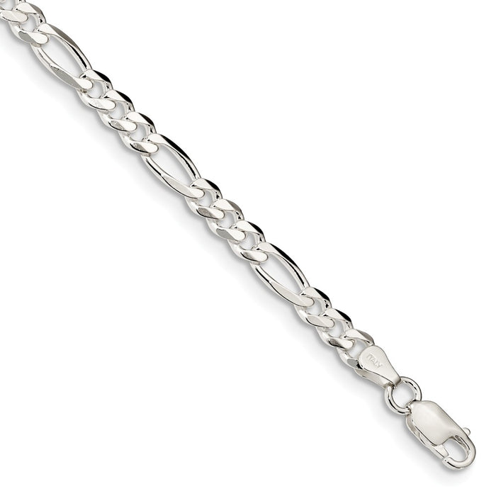 Million Charms 925 Sterling Silver 4.5mm Figaro Chain, Chain Length: 7 inches