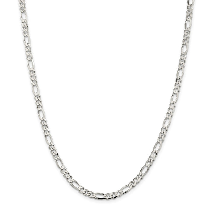 Million Charms 925 Sterling Silver 4.5mm Figaro Chain, Chain Length: 26 inches