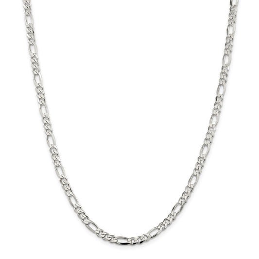 Million Charms 925 Sterling Silver 4.5mm Figaro Chain, Chain Length: 28 inches