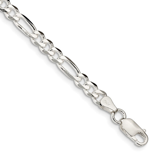 Million Charms 925 Sterling Silver 5.5mm Figaro Chain, Chain Length: 7 inches