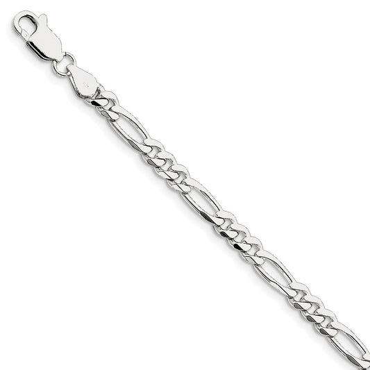 Million Charms SS Rhodium Plated 5.25mm Figaro Chain, Chain Length: 8 inches
