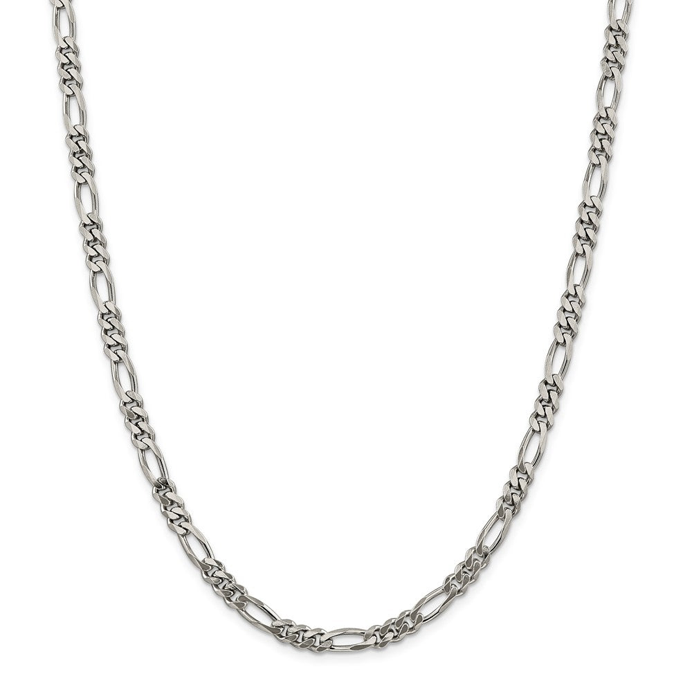 Million Charms SS Rhodium Plated 5.25mm Figaro Chain, Chain Length: 26 inches