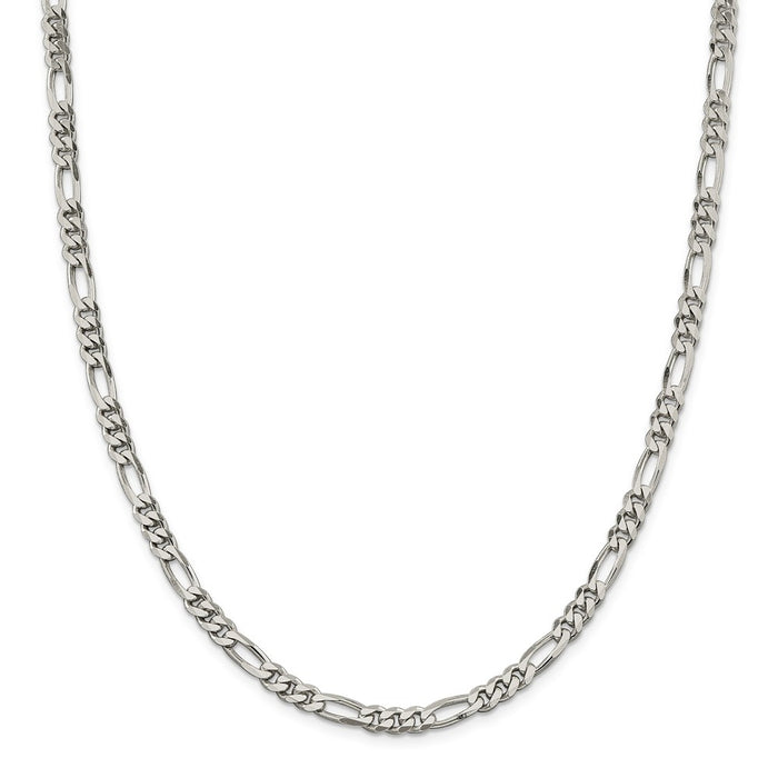 Million Charms 925 Sterling Silver 5.5mm Figaro Chain, Chain Length: 28 inches