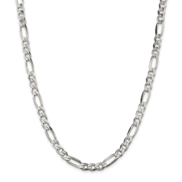 Million Charms 925 Sterling Silver 6.75mm Figaro Chain, Chain Length: 16 inches