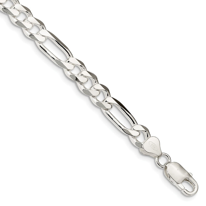 Million Charms 925 Sterling Silver 8mm Figaro Chain, Chain Length: 7 inches