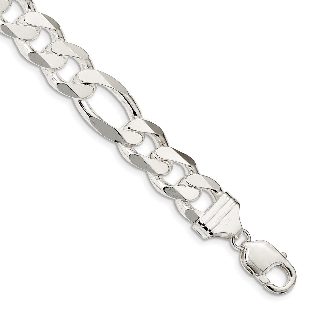 Million Charms 925 Sterling Silver 13.5mm Figaro Chain, Chain Length: 9 inches