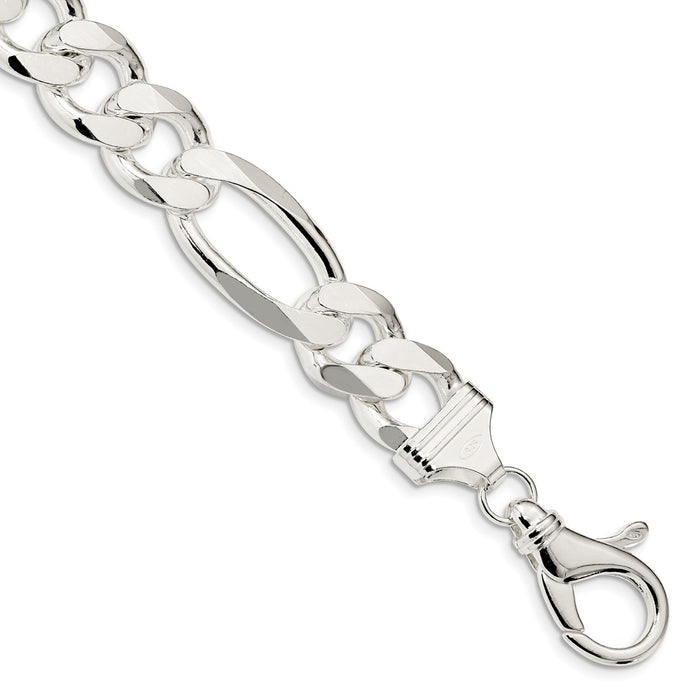 Million Charms 925 Sterling Silver 15mm Figaro Chain, Chain Length: 8 inches