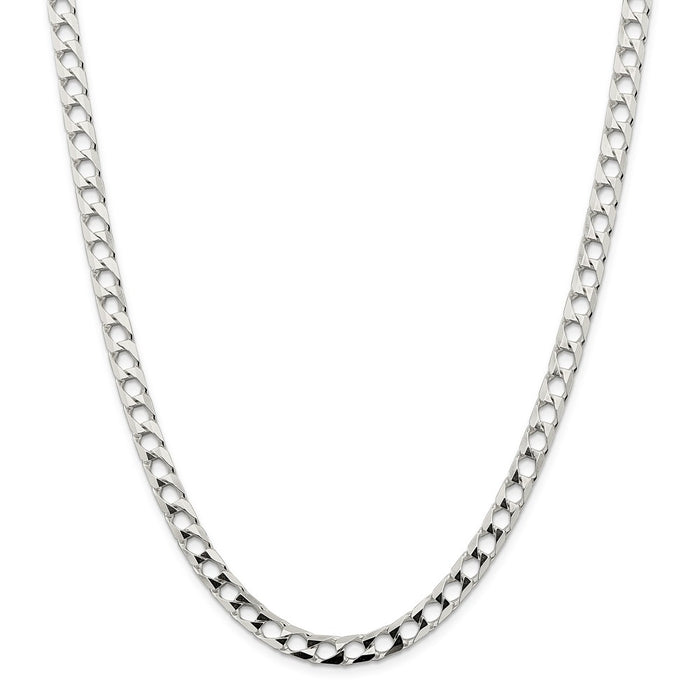 Million Charms 925 Sterling Silver 6.25mm Polished Open Curb Chain, Chain Length: 24 inches