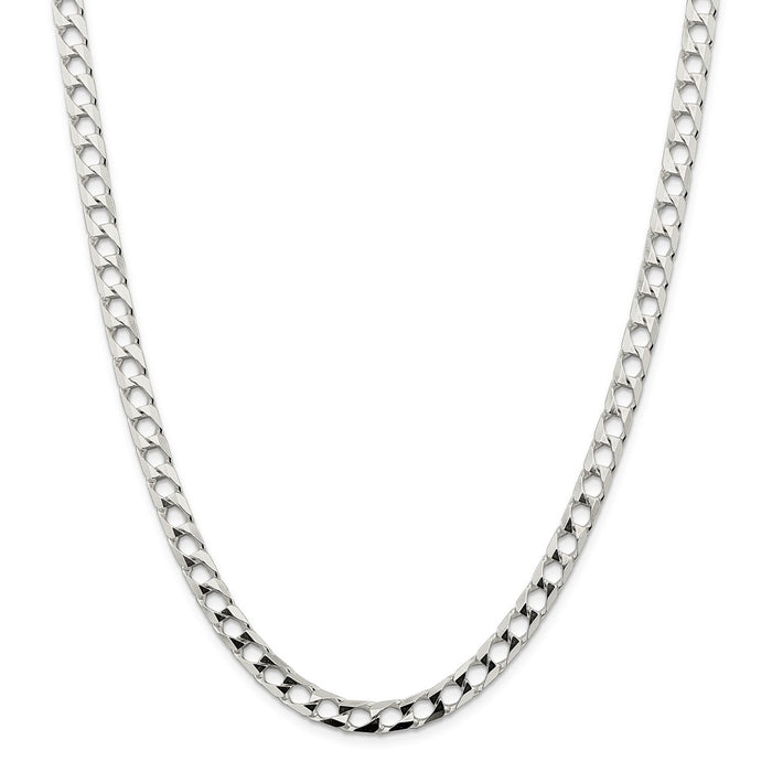 Million Charms 925 Sterling Silver 6.25mm Polished Open Curb Chain, Chain Length: 22 inches