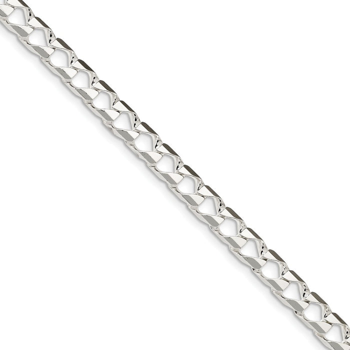 Million Charms 925 Sterling Silver 6.75mm Polished Open Curb Chain, Chain Length: 9 inches