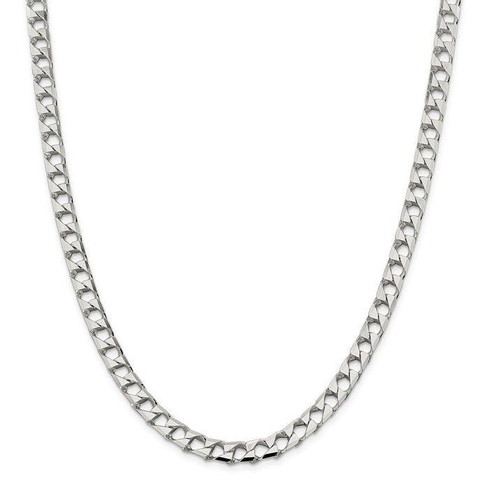 Million Charms 925 Sterling Silver 6.75mm Polished Open Curb Chain, Chain Length: 20 inches