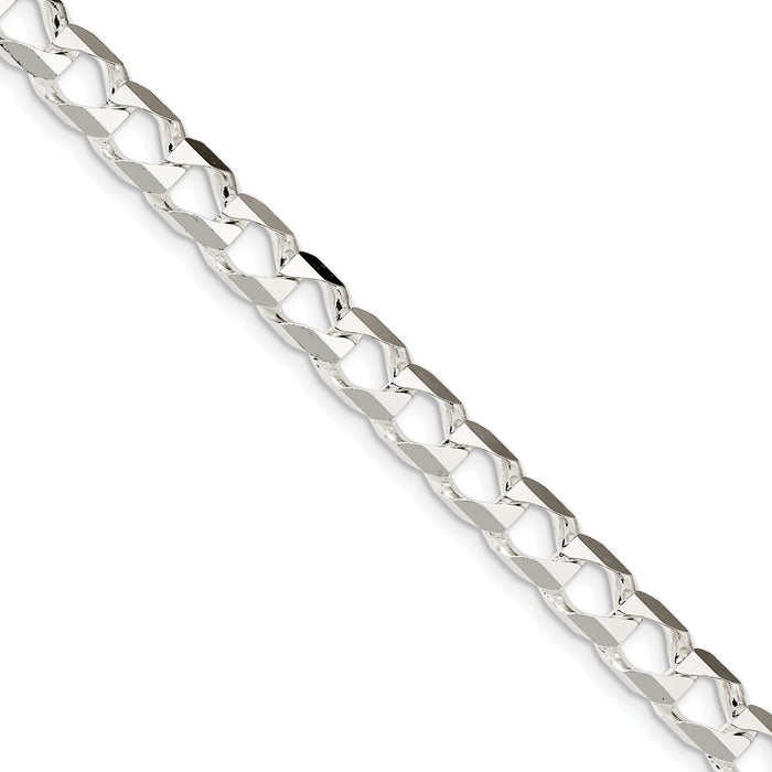 Million Charms 925 Sterling Silver 8.6mm Polished Open Curb Chain, Chain Length: 9 inches