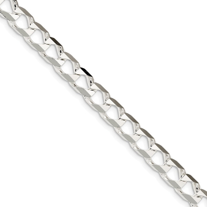 Million Charms 925 Sterling Silver 8.6mm Polished Open Curb Chain, Chain Length: 8 inches