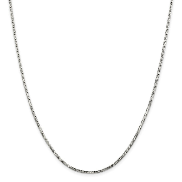 Million Charms 925 Sterling Silver 2mm Diamond-cut Round Franco Chain, Chain Length: 16 inches