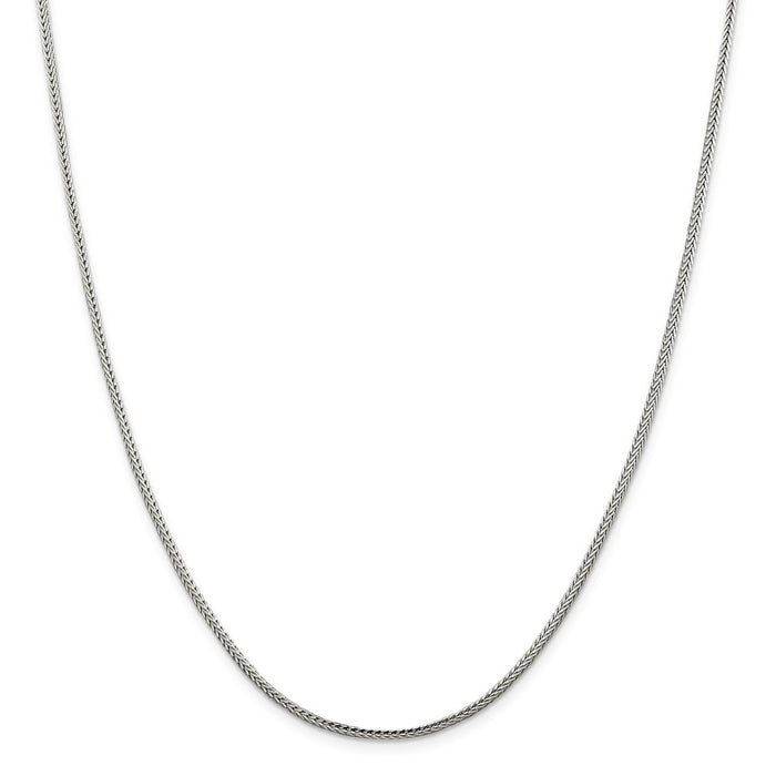 Million Charms 925 Sterling Silver 2mm Diamond-cut Round Franco Chain, Chain Length: 18 inches