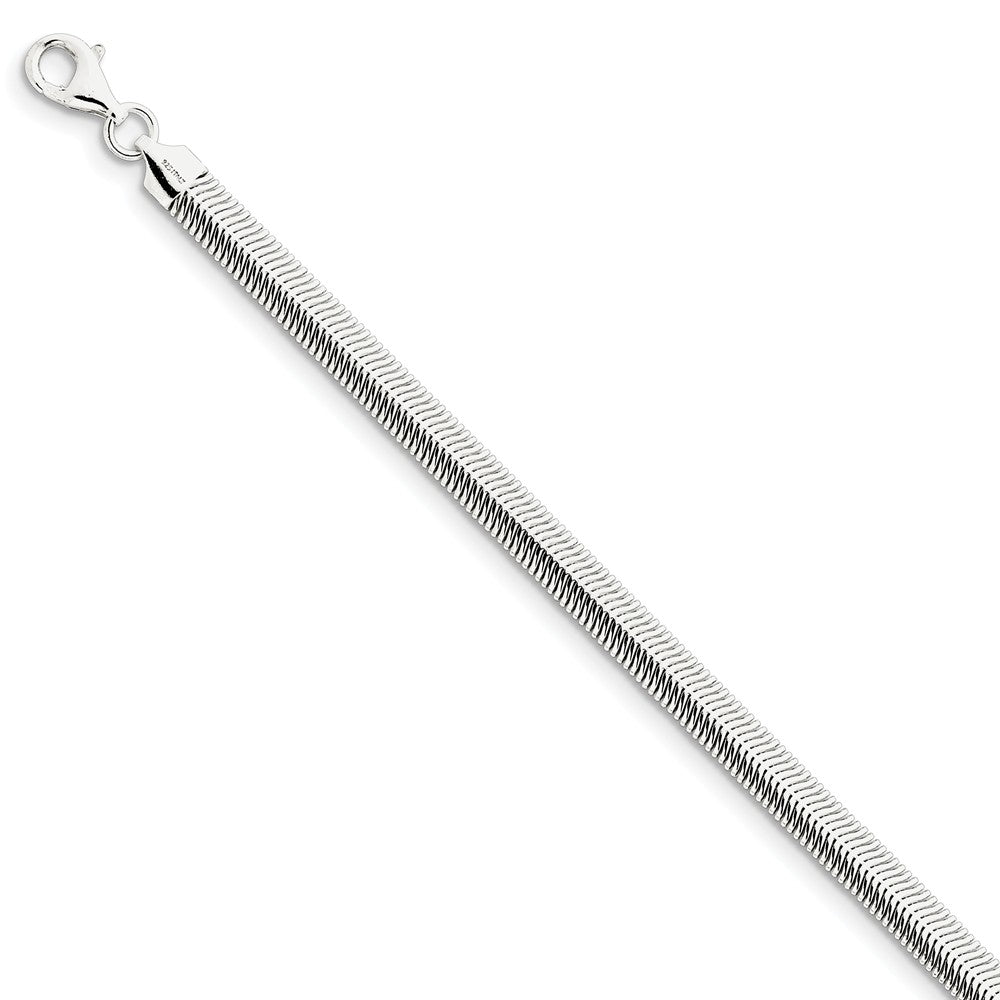 Million Charms 925 Sterling Silver 6.25mm Flat Oval Snake Chain, Chain Length: 8 inches