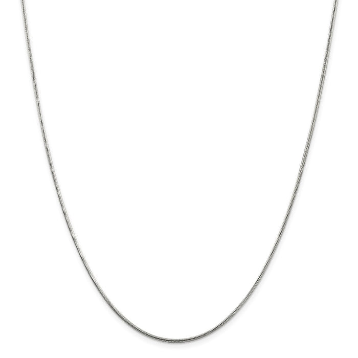 Million Charms 925 Sterling Silver 1.5mm Round Snake Chain, Chain Length: 30 inches