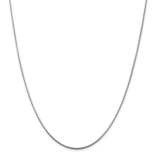 Million Charms 925 Sterling Silver 1.5mm Round Snake Chain, Chain Length: 24 inches