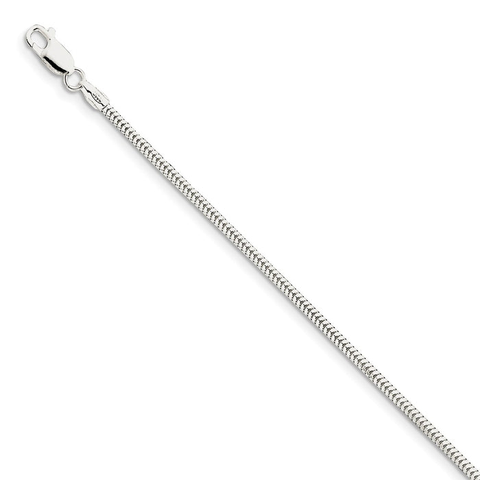 Million Charms 925 Sterling Silver 2.5mm Diamond-cut Snake Chain, Chain Length: 7 inches