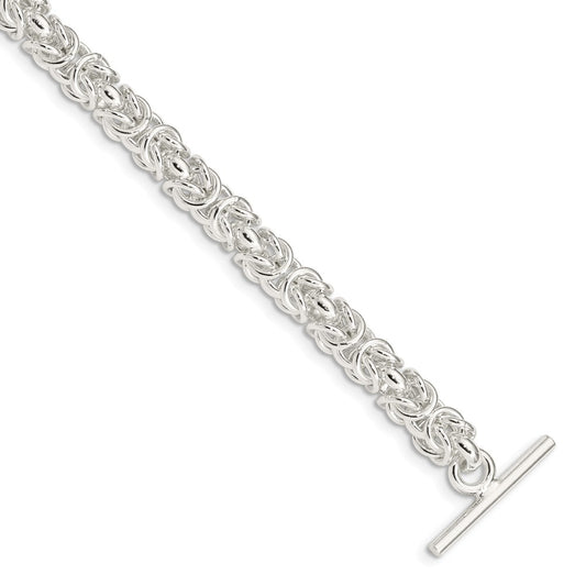 Million Charms 925 Sterling Silver 7.5inch Polished Fancy Link Toggle Bracelet, Chain Length: 7.5 inches