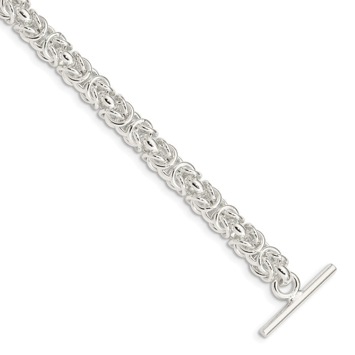 Million Charms 925 Sterling Silver 7.5inch Polished Fancy Link Toggle Bracelet, Chain Length: 7.5 inches