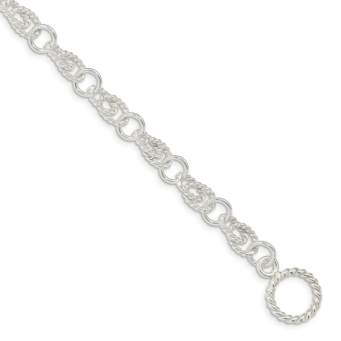 Million Charms 925 Sterling Silver Double Twist Link Bracelet, Chain Length: 7 inches