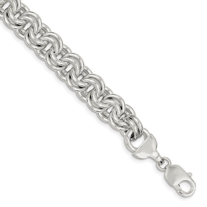 Million Charms 925 Sterling Silver Fancy Link Bracelet, Chain Length: 7.25 inches
