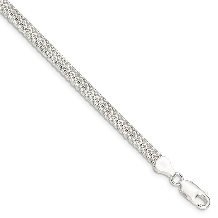 Million Charms 925 Sterling Silver 5mm Mesh Bracelet, Chain Length: 7 inches