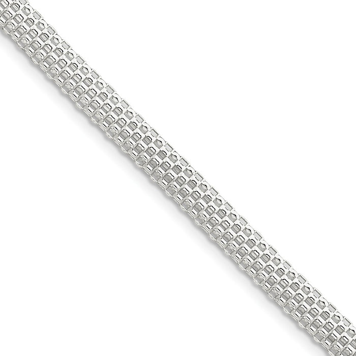 Million Charms 925 Sterling Silver 6mm Mesh Bracelet, Chain Length: 7 inches