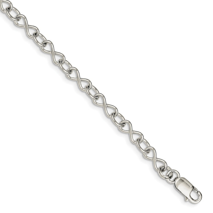 Million Charms 925 Sterling Silver Polished Fancy Link Bracelet, Chain Length: 7.5 inches