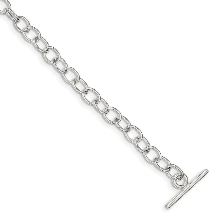 Million Charms 925 Sterling Silver Polished Fancy Link Toggle Bracelet, Chain Length: 7.5 inches