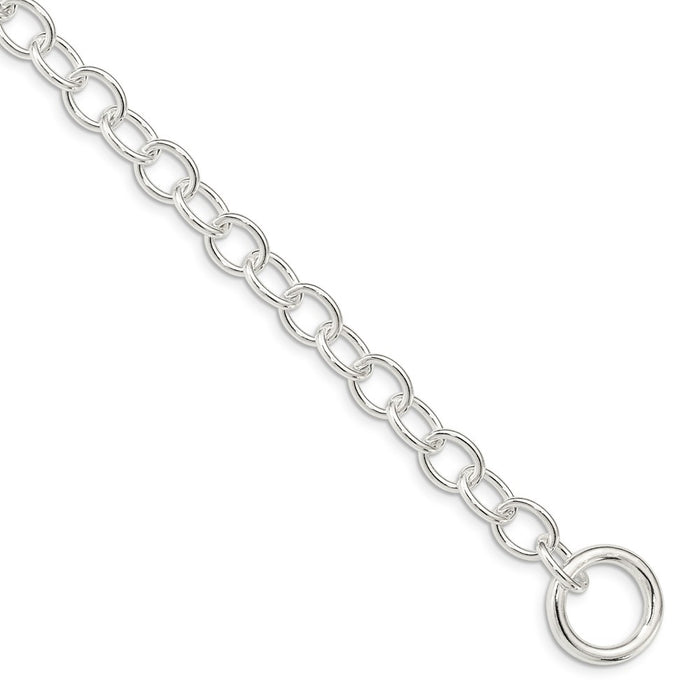 Million Charms 925 Sterling Silver Polished Fancy Link Toggle Bracelet, Chain Length: 7.5 inches