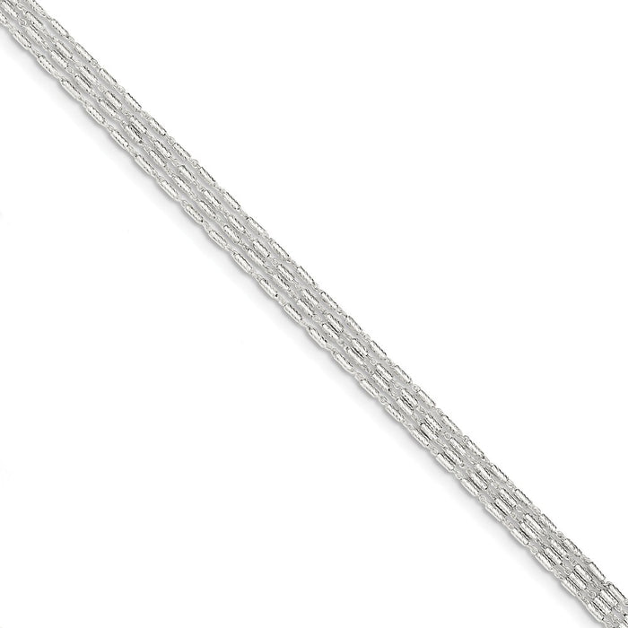 Million Charms 925 Sterling Silver 4 Strand Fancy Bracelet, Chain Length: 7.25 inches