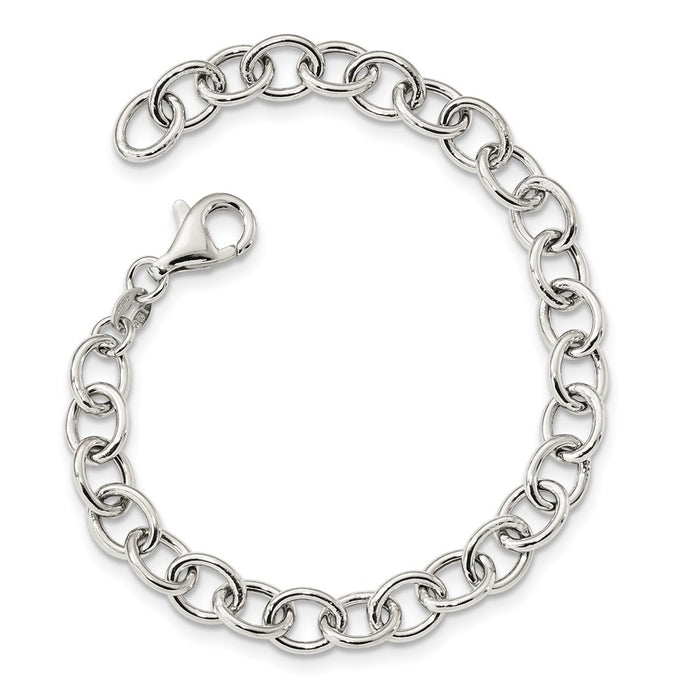 Million Charms 925 Sterling Silver Cable 6.75mm Bracelet, Chain Length: 7.5 inches