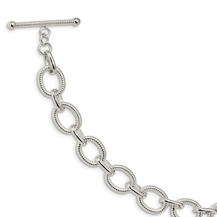 Million Charms 925 Sterling Silver Polished Fancy Link Bracelet, Chain Length: 7.5 inches