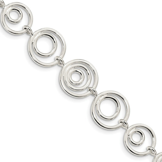 Million Charms 925 Sterling Silver Circle Link Bracelet, Chain Length: 7.25 inches