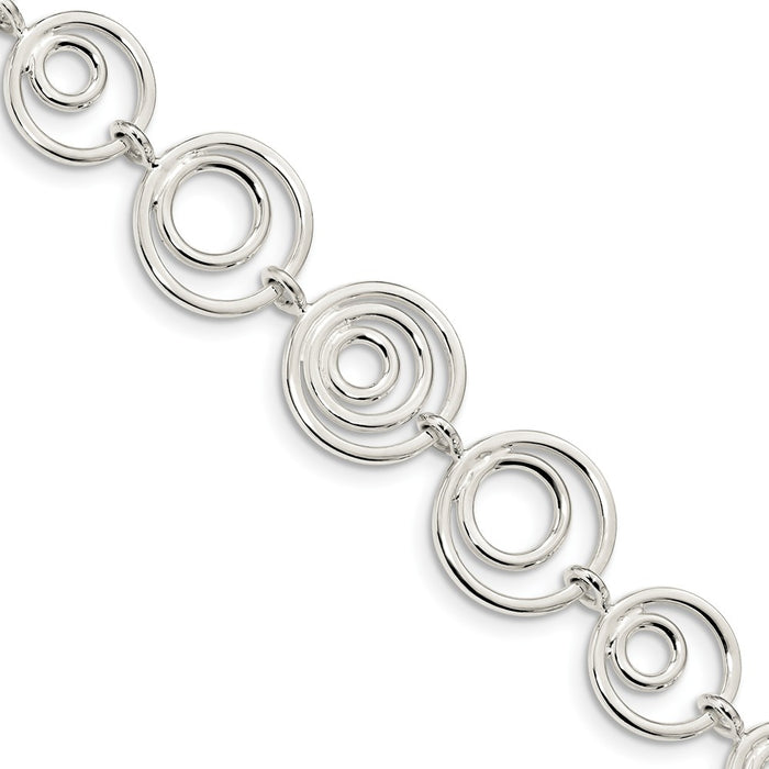 Million Charms 925 Sterling Silver Circle Link Bracelet, Chain Length: 7.25 inches