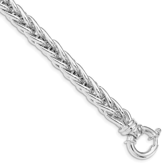 Million Charms 925 Sterling Silver Polished Spiga Fancy Link Bracelet, Chain Length: 8 inches