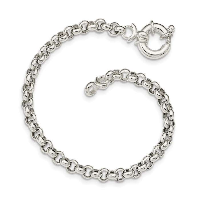 Million Charms 925 Sterling Silver Polished Rolo Fancy Bracelet, Chain Length: 7 inches