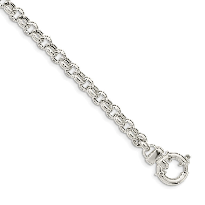 Million Charms 925 Sterling Silver Polished Rolo Fancy Bracelet, Chain Length: 7.5 inches