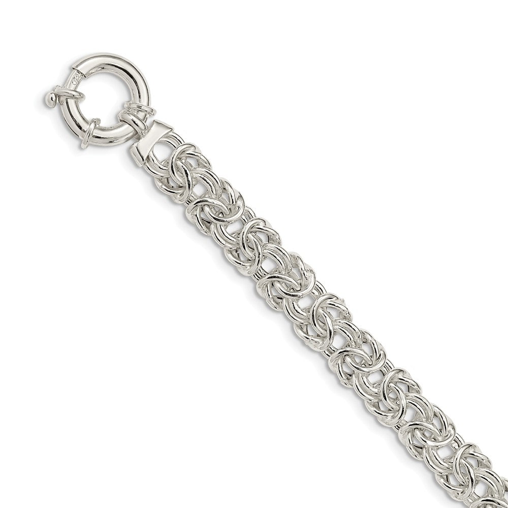 Million Charms 925 Sterling Silver Polished Byzantine Link Bracelet, Chain Length: 8 inches