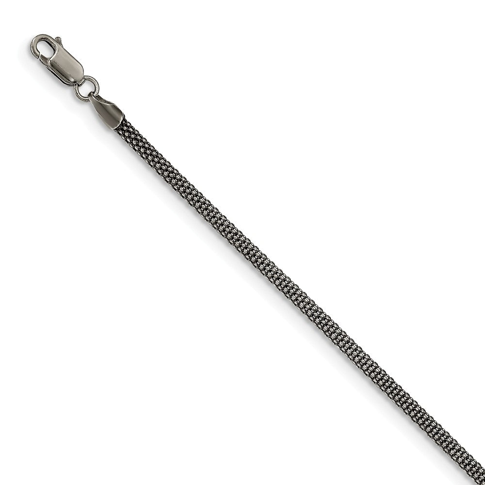 Million Charms 925 Sterling Silver Antiqued 3mm Corona Chain Bracelet, Chain Length: 7.5 inches