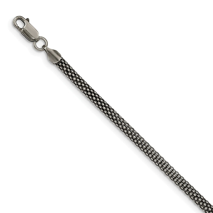 Million Charms 925 Sterling Silver Antiqued 4.5mm Corona Chain Bracelet, Chain Length: 7.5 inches