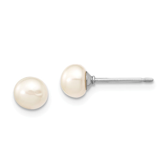 Madi K Jewelry Set - 925 Sterling Silver Madi K Rhodium-plated 5-6mm Freshwater Cultured Pearl Necklace, Bracelet 5mm Ear